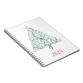 Carnet Élégante calligraphie rouge et verte Arbre de Noël (Côté Droit)