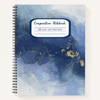 Carnet Élégante composition de l'encre d'alcool bleu or