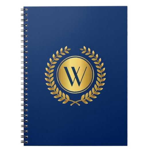 Carnet Élégante couronne Laurel avec Monogramme Initial (Devant)