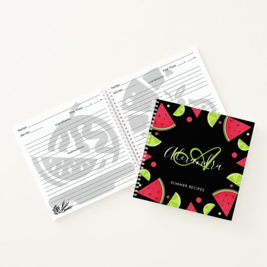 Carnet Elégante crème de citron vert de pastèque Monogram (Intérieur)