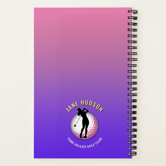 Carnet Elégante Custom Femme Golfer Design (Verso)