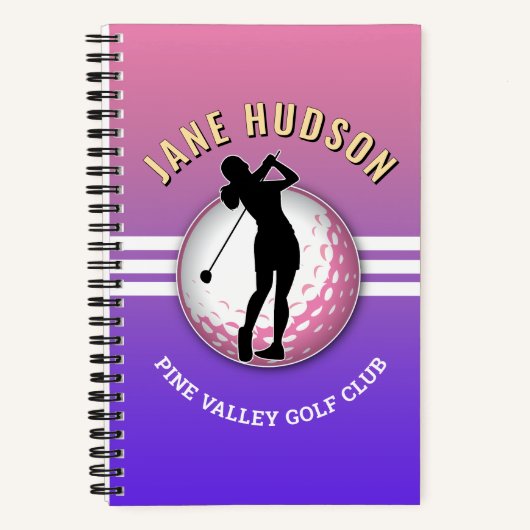 Carnet Elégante Custom Femme Golfer Design (Recto)