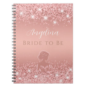 Carnet Élégante Douche de Mariée Luxe Pailletée Rose Doré