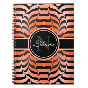 Carnet Elégante esthétique Peau de tigre orange et noir