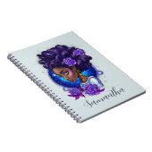 Carnet Élégante femme Afro Rose violette (Côté Droit)
