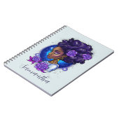 Carnet Élégante femme Afro Rose violette (Côté gauche)