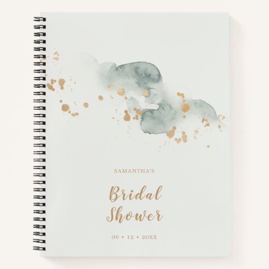 Carnet Élégante Fête de Mariage Aquarelle Sage Or (Devant)