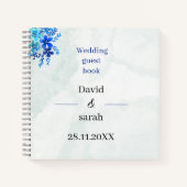 Carnet Elégante Fleurs Bleues Personnalisé Mariage Invité (Devant)