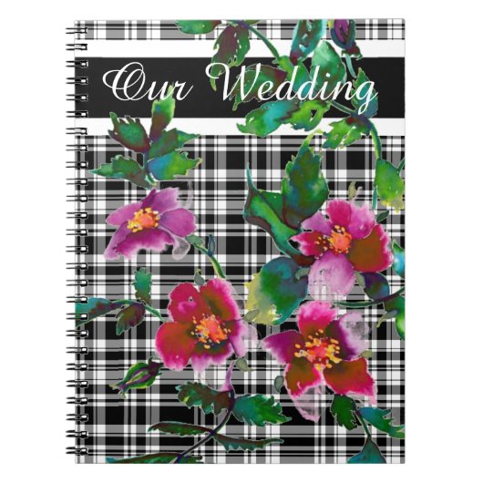 Carnet Elégante flûte d'aquarelle magenta rose (Devant)