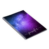 Carnet élégante galaxie bleu violet étoiles personnalisée (Côté Droit)