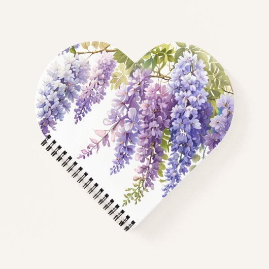 Carnet Elégante glycine violette d'aquarelle violet fleur (Devant)
