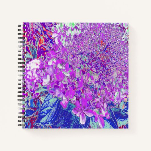 Carnet Élégante Hydrangée violette et bleu limelight (Devant)