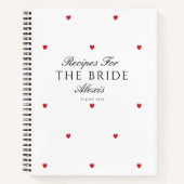 Carnet Élégante Jolie Fête des mariées Coeurs rouges Rece (Devant)