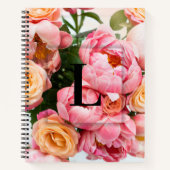 Carnet Élégante lettre initiale personnalisée L Rose Mono (Devant)