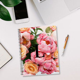 Carnet Élégante lettre initiale personnalisée L Rose Mono