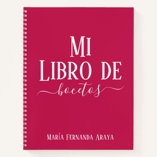 Carnet Elegante libro de bocetos fuscia regalo para ella (Devant)