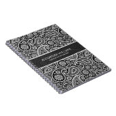 Carnet Elégante Paisley Noir & Blanc (Côté Droit)