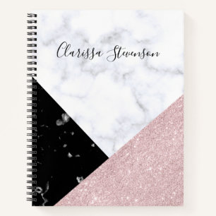 Carnet Elégante parties scintillant d'or rose blanc marbr