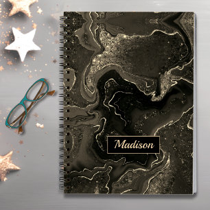 Carnet Élégante parties scintillant en marbre noir gris