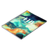 Carnet Elégante parties scintillant en marbre orange turq (Côté gauche)