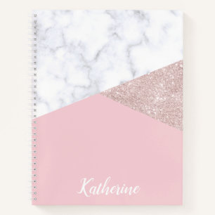 Carnet Elégante parties scintillant en or rose blanc marb