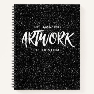 Carnet Elégante Parties scintillant noire blanche Artiste