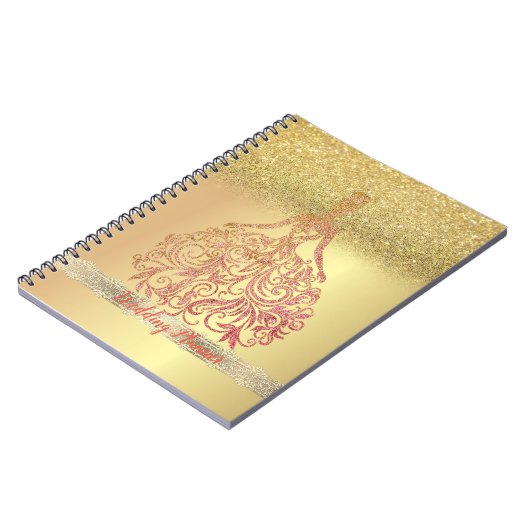 Carnet Elégante Parties scintillant Or tendance Bokeh, Ro (Côté gauche)