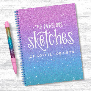 Carnet Elégante Parties scintillant Purple Blue Ombre Ske