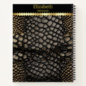 Carnet Elégante peau noire et or d'un serpent venimeux (Dos)