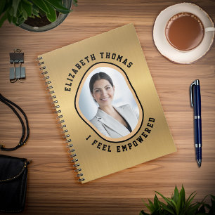 Carnet Elégante Photo moderne Gold Black Smart Saying