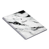 Carnet Elégante pierre de marbre noir et blanc abstrait (Côté Droit)