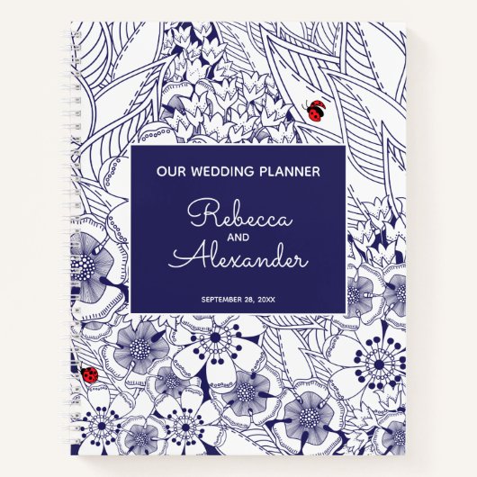 Carnet Elégante planification de Mariage Bleu Blanc (Devant)