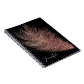 Carnet Élégante plume Rose or (Côté Droit)