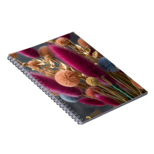 Carnet Élégante queue de lapin séchée et florale pom-pom