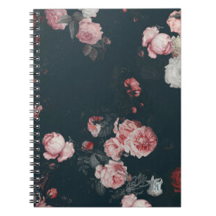 Carnet Élégante Roses Rose Florale Chic Foncé Riche