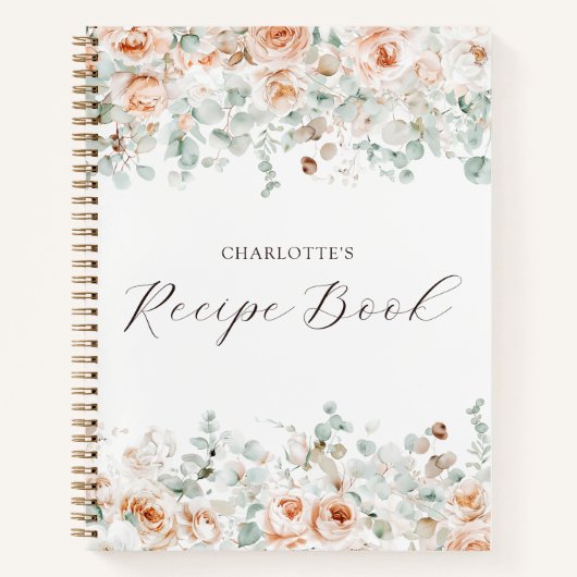 Carnet Elégante Rustique Floral Greenery Recette personna (Devant)