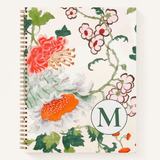 Carnet Élégante spirale de monogramme floral (Devant)