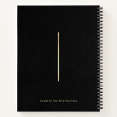 Carnet Élégante spirale en cuir noir et or monogramme (Dos)