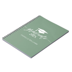 Carnet Élégante Typographie Blanche Sur Sage Green Arrièr