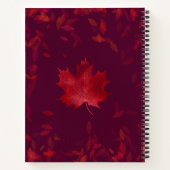 Carnet Élégantes feuilles d'automne rouge et or bordeaux (Dos)