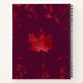 Carnet Élégantes feuilles d'automne rouge et or bordeaux (Dos)