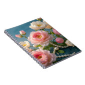 Carnet Élégantes fleurs blanches rose pâle avec perles (Côté Droit)