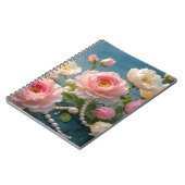 Carnet Élégantes fleurs blanches rose pâle avec perles (Côté gauche)