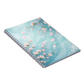 Carnet Élégantes Initiales Fleur de Cerisier Turquoise Ro (Côté Droit)