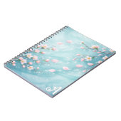 Carnet Élégantes Initiales Fleur de Cerisier Turquoise Ro (Côté gauche)