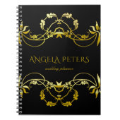 Carnet Élégants ornements de Filigre Florale Dorée sur No (Devant)