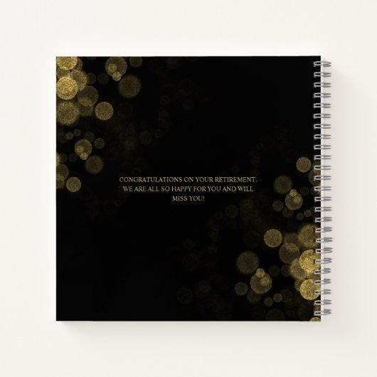 Carnet ElegantScript Retraite Party Gold Confetti Invité (Dos)