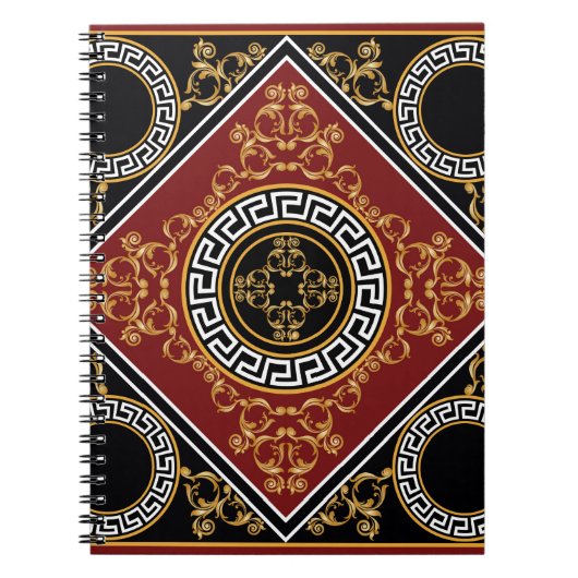 Carnet Elément baroque fleuri doré avec motif grec sur (Devant)