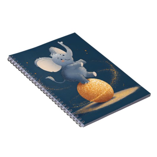 Carnet Élément de cirque éléphant scintillant sur un ball (Côté Droit)