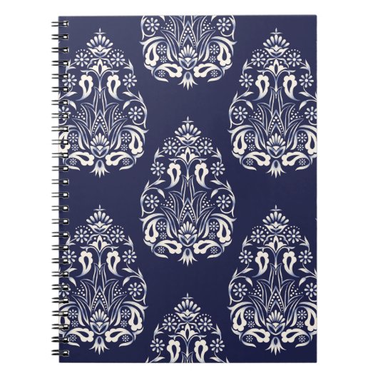 Carnet élément motif transparent damassé bleu (Devant)